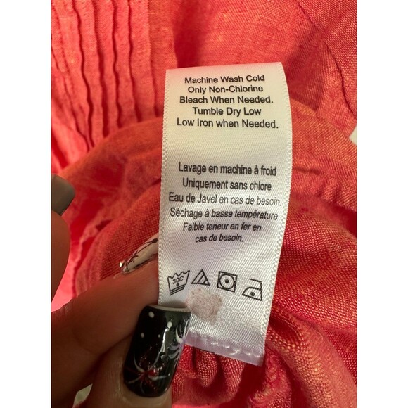 Coldwater Creek Women's 100% Linen Front Piping Pullover Mandarin Collar Blouse - Picture 7 of 7